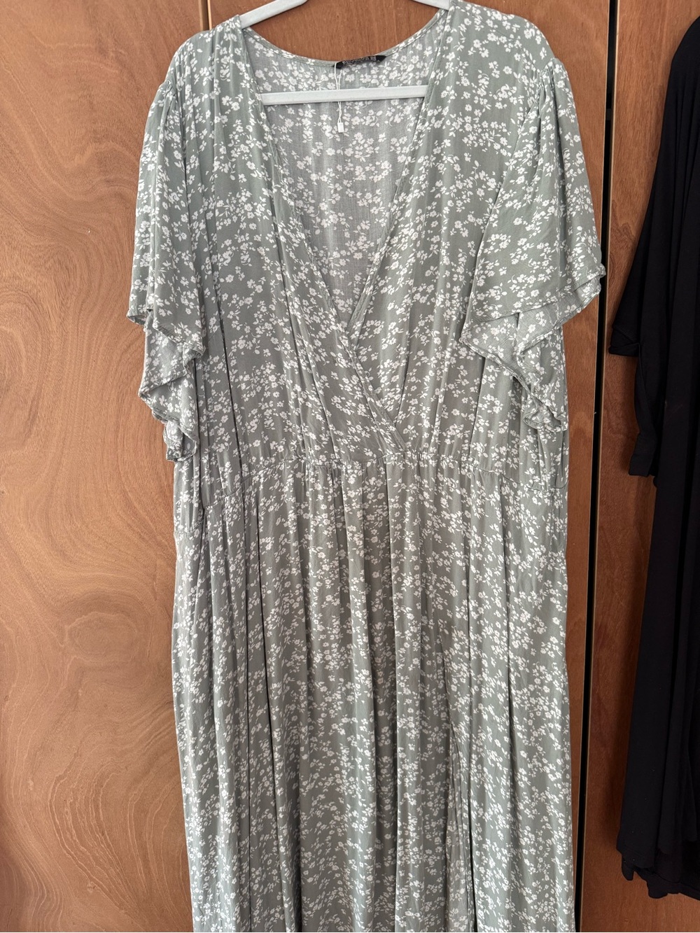 BloomChic Sage Green Floral Dress with White Print